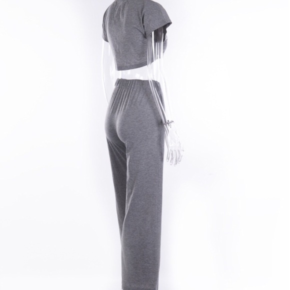 Grey wide leg pant and crop top set - Picture 5 of 8